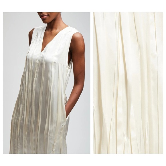 Rentrayage Gospel Brunch Pleated Silk Blend Shift Dress Size 10 - Picture 2 of 10